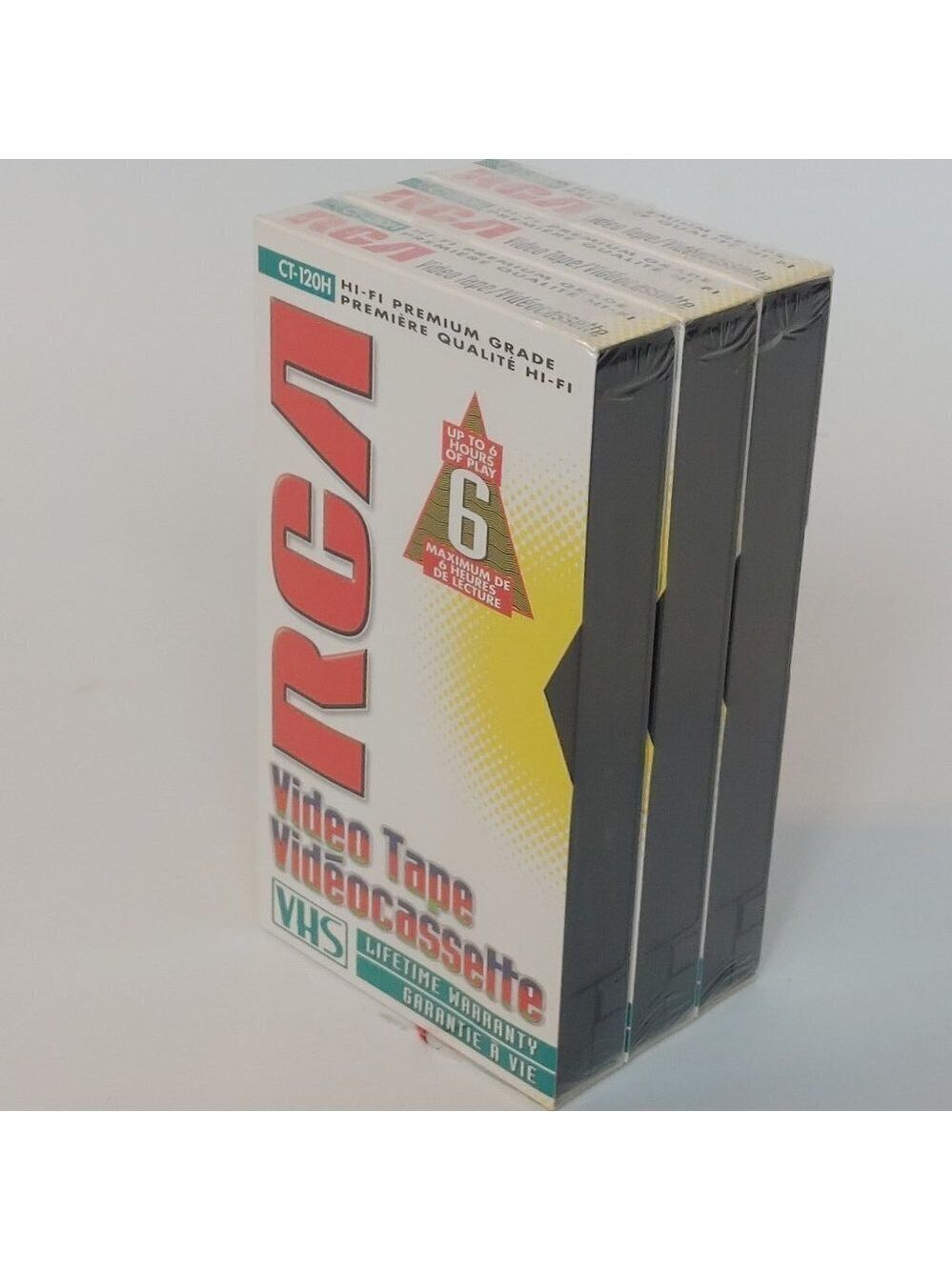 VHS RCA Blank Video Tape Lot of 3 CT-120H HI-FI Premium Quality Grade 6 Hours